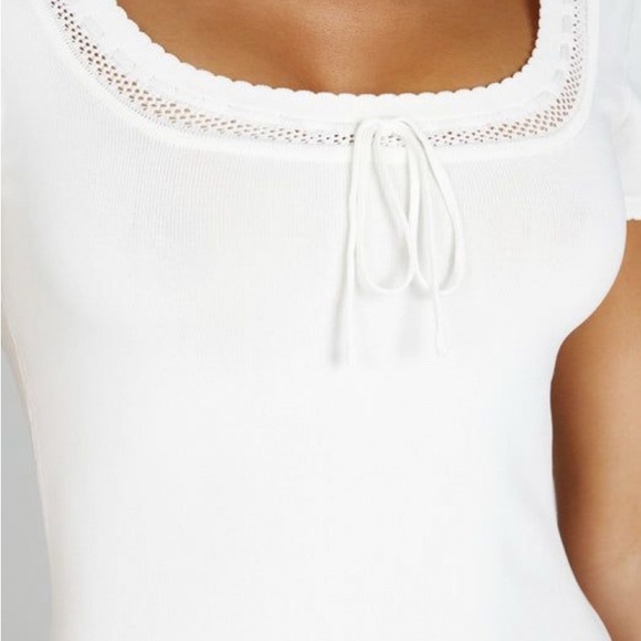 NWT Meshki White Pointelle Knit Scoop Neck Mini Dress - Picture 2 of 9